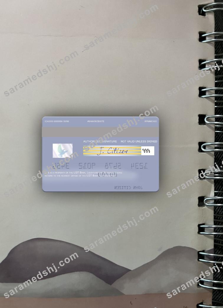 Liechtenstein LGT Bank visa debit card photolook back
